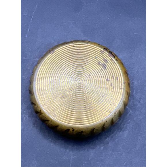 Vintage Mini Blue Enameled Brass Powder Compact & Powder Puff Pill Box No Mirror - Picture 4 of 7